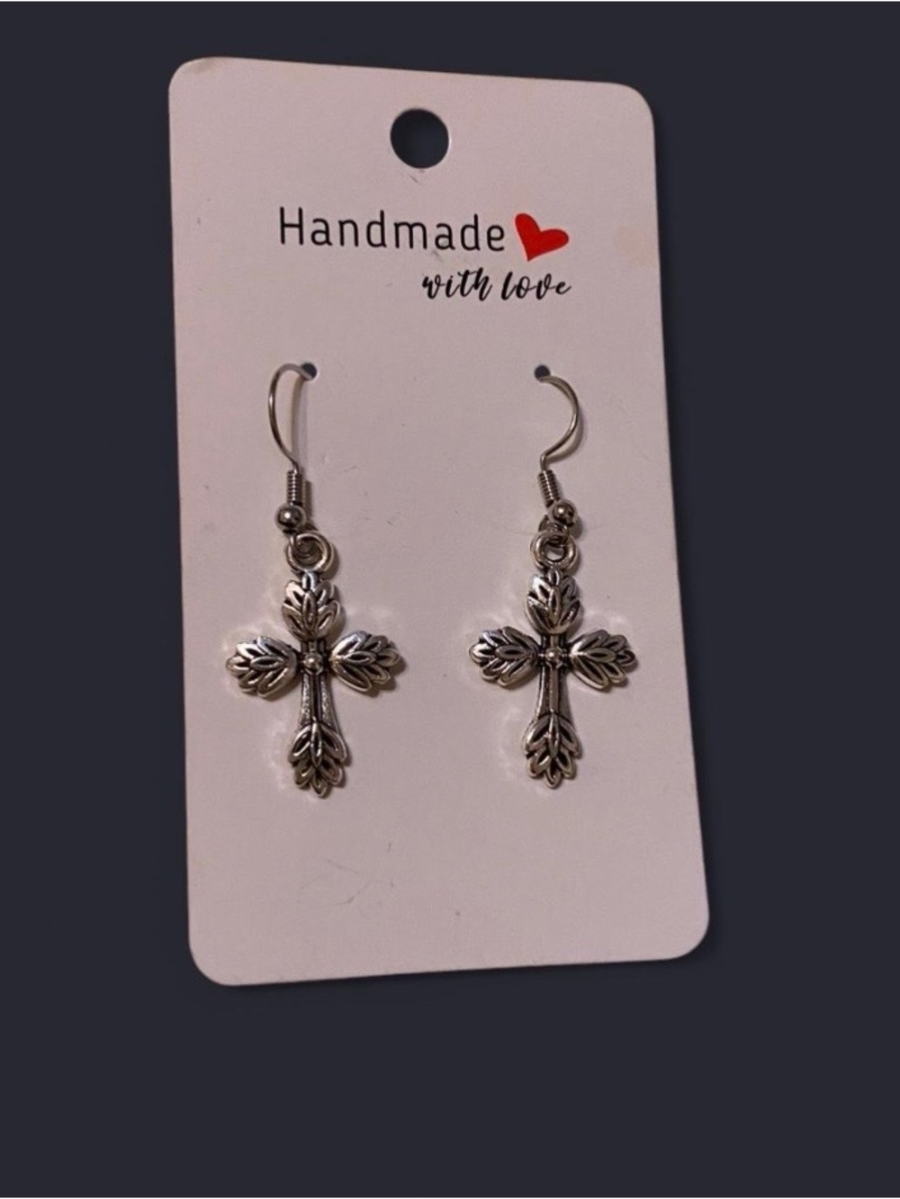 Handmade with Love Silver Cross Dangle Earrings - Women Accessories
